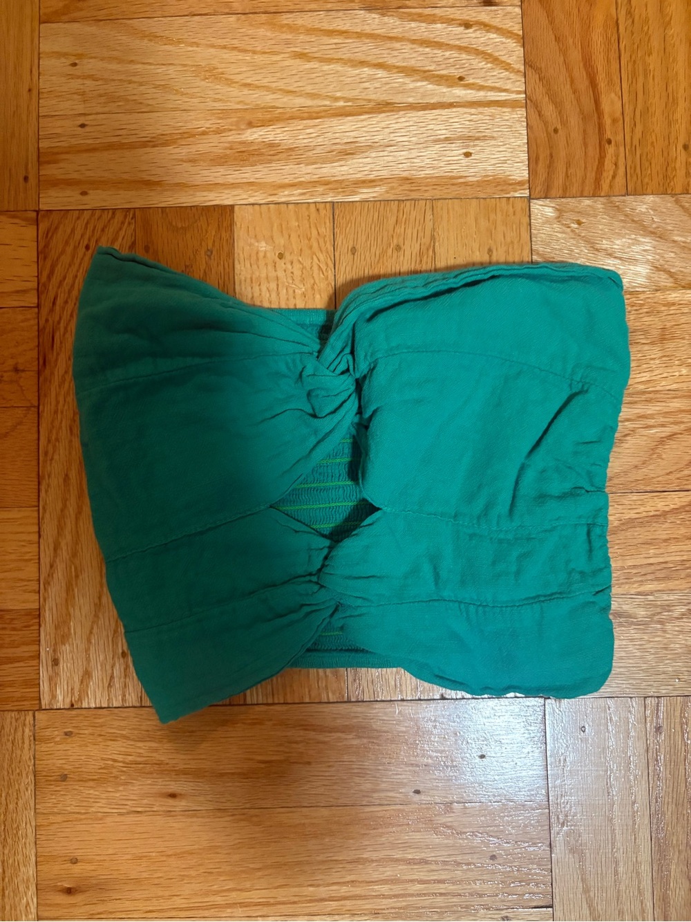 Twist-Front Strapless Crop Top in Emerald Green